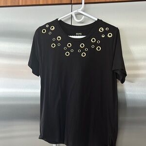Michael Kors Black Tee with Gold Accents